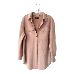 TRUTH By Republic Faux Leather Microsuede Button-Up Shirt Pink Western S…
